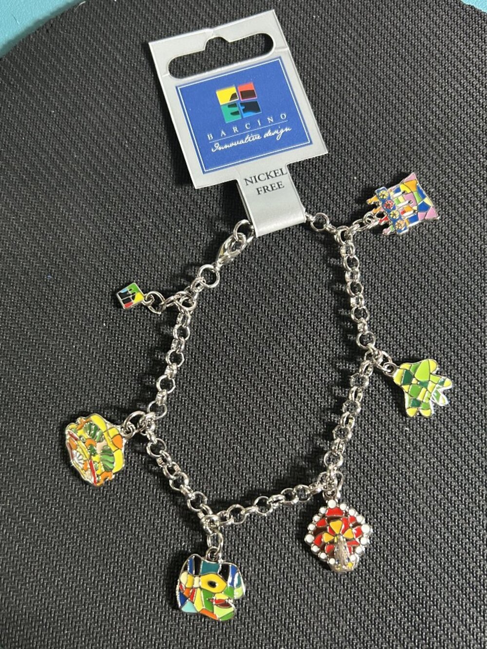 Barcino Barcelona Mosaic Enamel Charm Bracelet Gaudi Inspired NWT